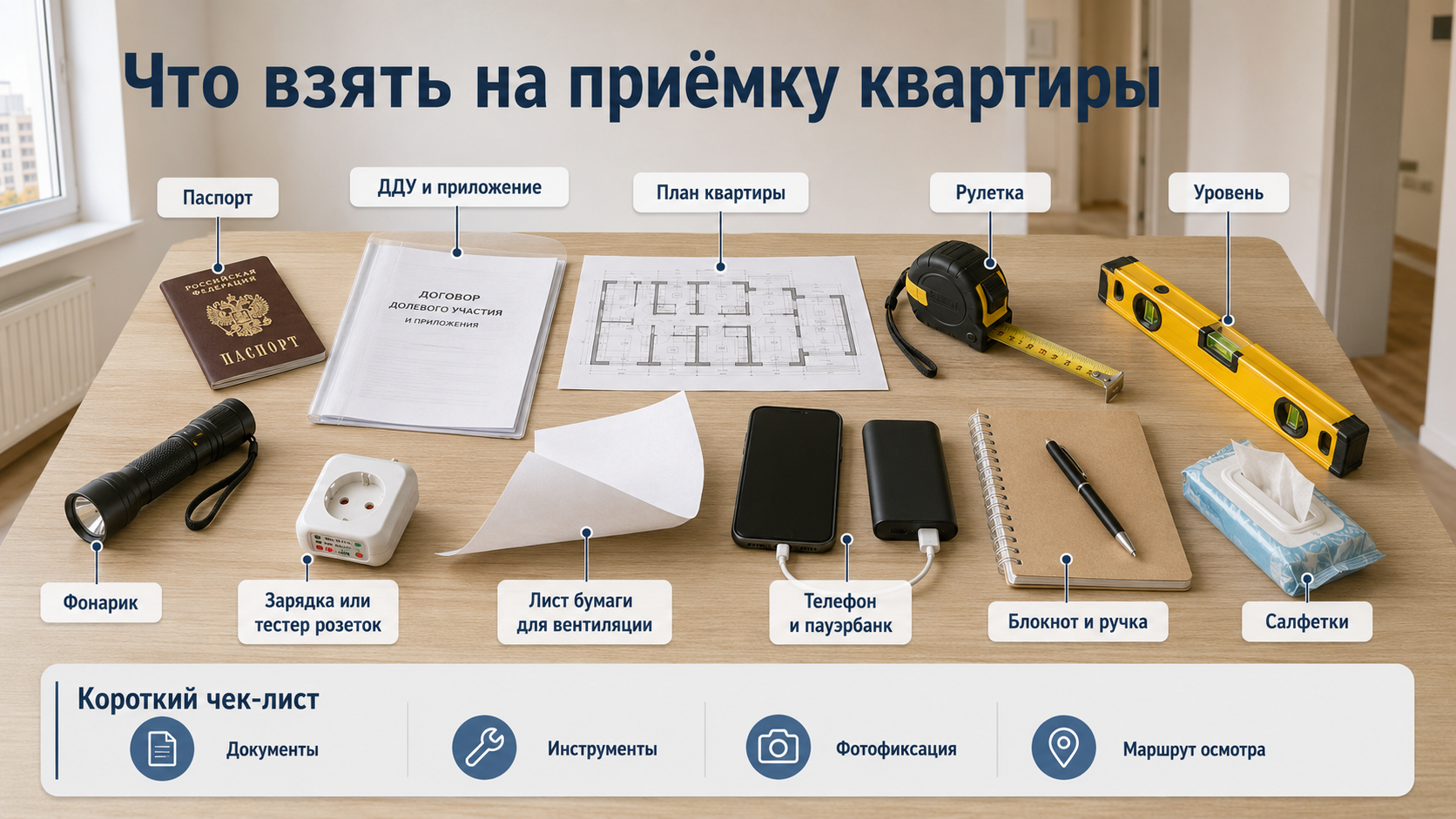 что взять на приемку квартиры